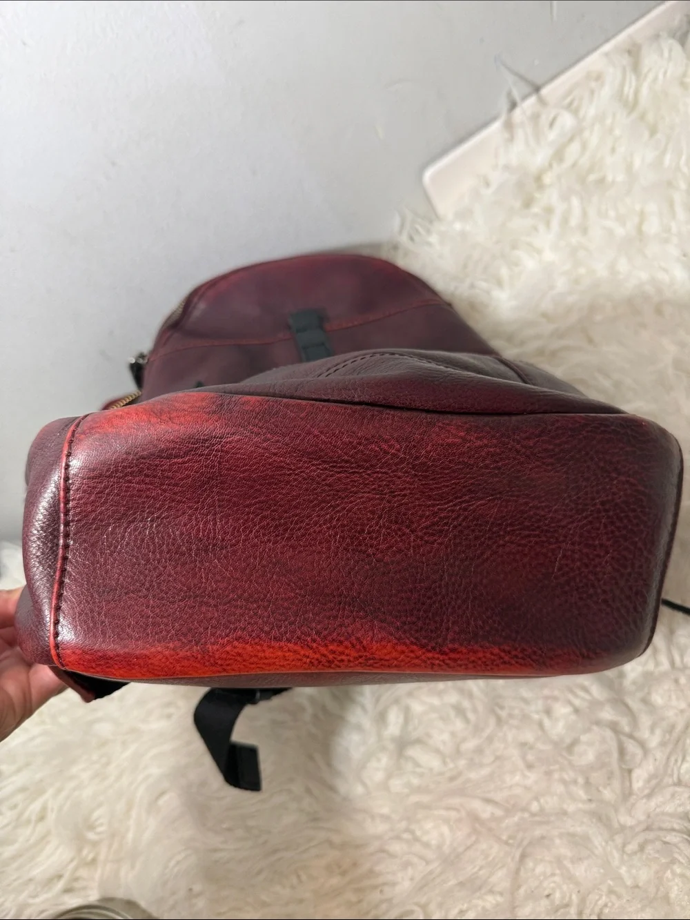 Old Trend Compact Red Leather Backpack medium